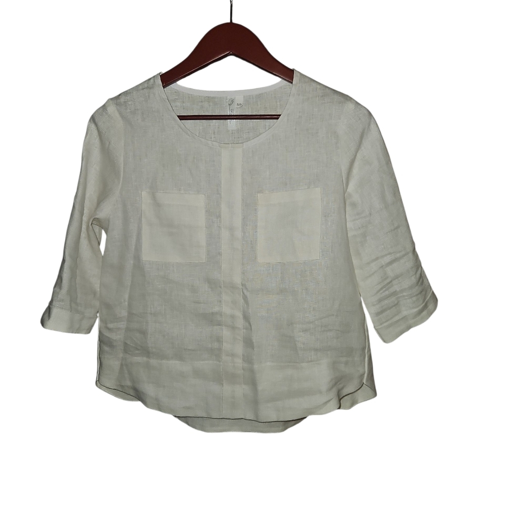 Linen White Top With Pockets